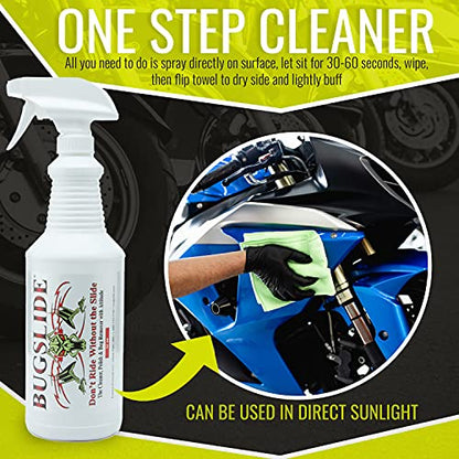BugSlide Bug Remover – All Purpose Car Cleaner & Detailer Spray, For Vehicle Interior & Exterior Use, Shines, Degreases, Polishes, Wipes Away Bugs on Plastic, Metal,Glass, Windows, Mirrors, 32 oz - style: 32 oz Spray