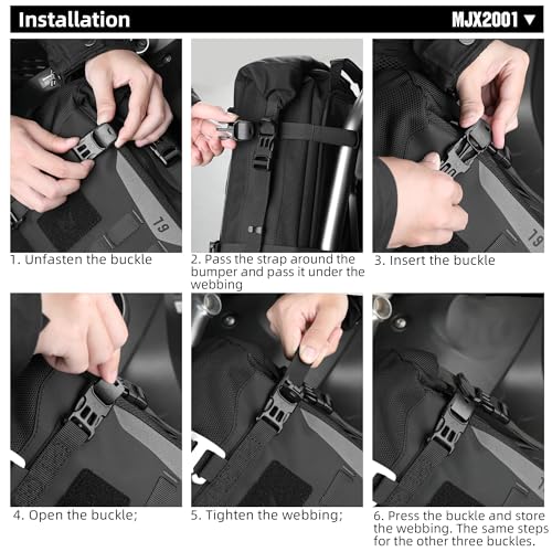 Rhinowalk Motorcycle Crash Bar Bag Waterproof 6L Motorcycle Frame Bag Saddle Bag Side Bag with Shoulder Strap (Black, 7L) - color: Black 7L
