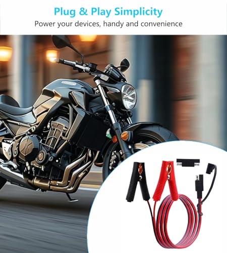 ‎LANMINGLEL SAE to Battery Alligator Clip,14AWG 12V 24V Battery Crocodile Clip to SAE Connector Extension Cable with Polarity Reverse Adapter for Motorcycles,Car,Solar Power Charging (1M) A - size: 1M, style: SAE to Battery Alligator Clip A