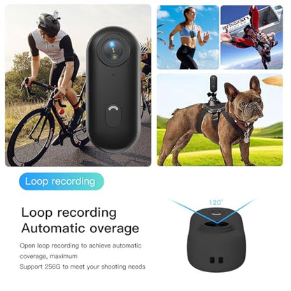 H7 128GB 1080P Thumb Action Camera, Mini Body Cameras, Wearable Pocket Vlogging Camera with Magnetic Lanyard, Small Portable Body Cam Helmet Cam for Work, Cycling, Travel, Pet Walking(128G) - size: 128G