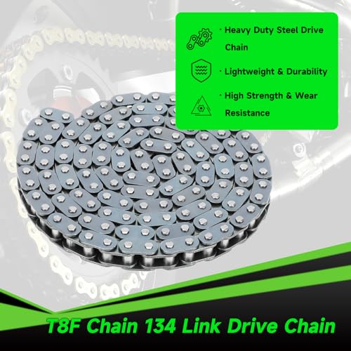 T8F Chain 134 Link Drive Chain Breaker Compatible with SYX Moto 50cc Dirt Bike Mototec SSR X-pro Coolster 47cc 49cc 2 Stroke Engine Pocket Rocket Pit Bike Mini ATV Quad 4 Wheeler Go Kart Parts - color: A-Silver