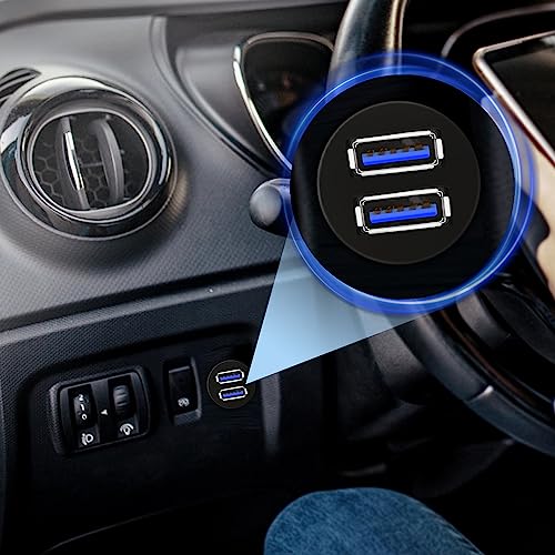 Double Ports USB 3.0 Car Flush Mount Cable, USB Dash Mount Adapter Male to Female for Car Truck Boat Motorcycle Dashboard Panel 1ft - style: Dual Port 1ft