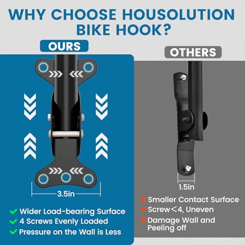 Housolution Bike Wall Mount - [2 Pack] EVA Foam Padded up to 48.5 lbs, Carbon Steel, Valve Mechanism, Heavy-Duty Adjustable Bike Wall Hanger for Road, Mountain and Hybrid Bikes, Garage & Apartment - size: 2 pack