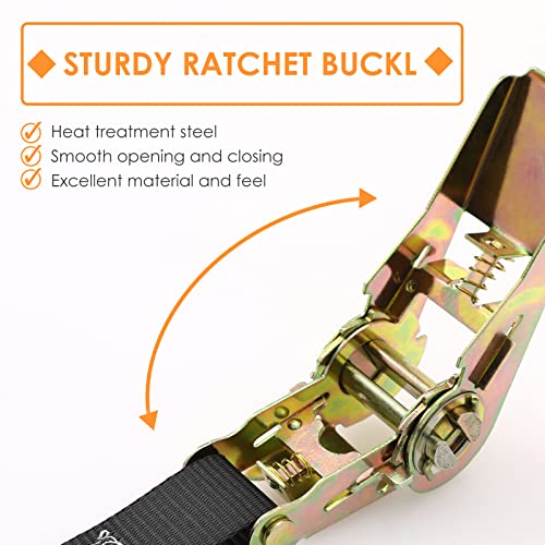 LIFERUN 10 Pack 1" x 20' Ratchet Straps Heavy Duty, 1760lbs Break Strength Endless Ratchet Strap, NO Hook, Tie Down Straps for Motorcycles, Goods, Luggage,Black - color: Black