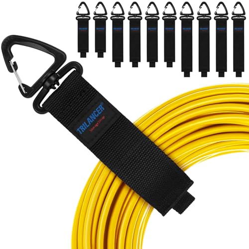Heavy Duty Storage Straps(10-Pack), Trilancer Hook-and-Loop Cord Organizer and Hanger with Triangular Buckle to Hang on Walls for Cables, Wires, Rope, Hoses, Organization for Home, Garage or Workshop - size: 2S/4M/4L