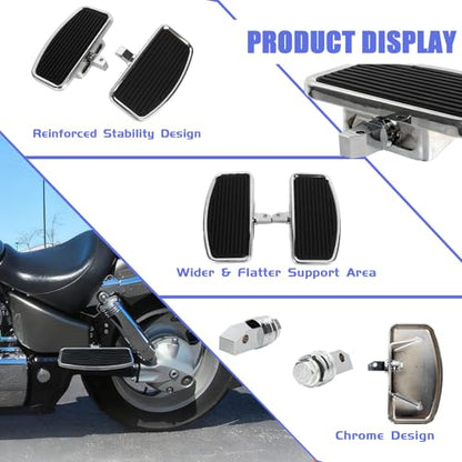 PSLER 2PCS Motorcycle Floorboards Adjustable Rear Passenger Foot Pegs, Compatible with Vstar Dragstar 400 650 V-Max XV125 XV250 VTX1800 VL400 VL800 C50, Chrome, Stripe Pattern - size: Stripe Pattern