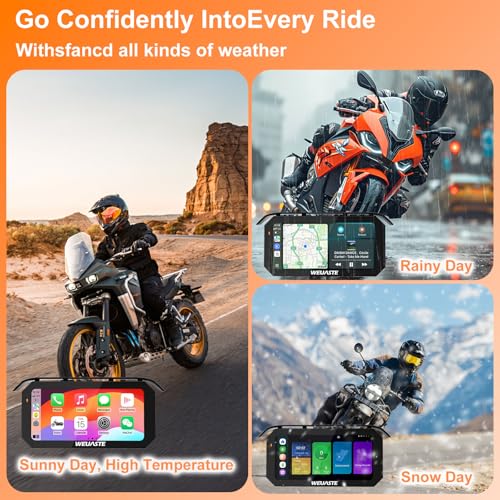 6.25" Motorcycle CarPlay Screen, Android Auto, Motorcycle GPS Navigation System, HD IPS Touchscreen Display, Bluetooth, Voice Control, IP67 Waterproof, Universal Metal Mount for Motorcycles - size: 6.25inch+Mout