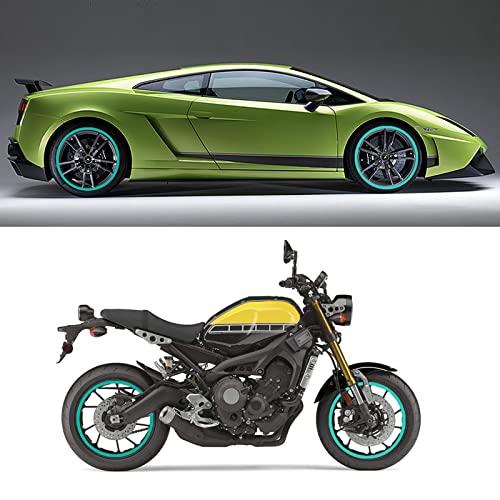 Reflective Wheel Rim Stripe Decal Sticker for 16-19 inch Rim Size Universal Car Motorcycle Wheel Reflective Pinstripe Decal Tape Sticker Decoration Film (Blue Green)