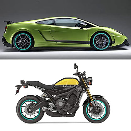 Reflective Wheel Rim Stripe Decal Sticker for 16-19 inch Rim Size Universal Car Motorcycle Wheel Reflective Pinstripe Decal Tape Sticker Decoration Film (Blue Green)