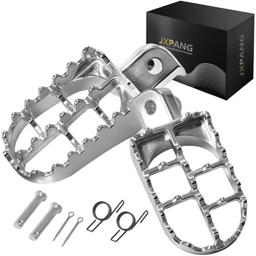 Dirt Bike Foot Pegs Aluminium Alloy Footrest, Motorcycle Footpegs Pedals for Coleman CT200U BT200X 196cc 6.5hp & CRF50 CRF70 XR50R PW50 KLX110 Taotao 50cc-125cc Mini Pit Bike (Silver, Standard) - color: Silver