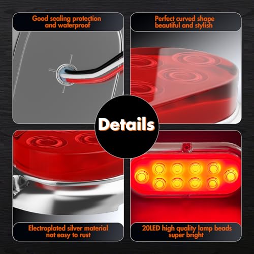 Alopee 2-Pack 6 Inch Oval Led Trailer Tail Lights Enclosed Submersible Utility Trailer Brake Lights for Semi-Truck RV Camper Boat Car Tractor Motorcycle Rear Side Marker Clearance Running Lighting - size: 6 Inch-Oval Trailer Tail Light