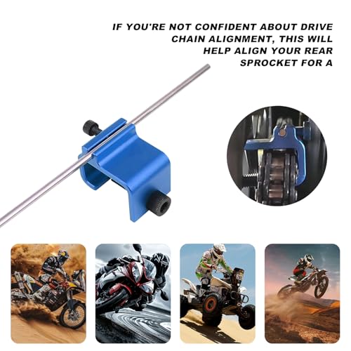 KVAEY Chain Alignment Tool for Motorcycle, 08-0048 Aluminum Sprocket Chain Adjustment Tool, Quick & Accurate Professional Chain Alignment Tool Suitable for ATV Scooter Dirt Bike (Blue) - color: Blue, 1 PCS