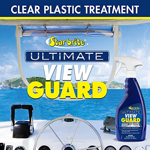 STAR BRITE View Guard Clear Plastic Treatment - Ideal for Strataglass, EZ2CY, Eisenglass - Enhances Wet Weather Visibility, Repels Water, Spray, Salt & Dirt - 22 OZ Spray (095222)