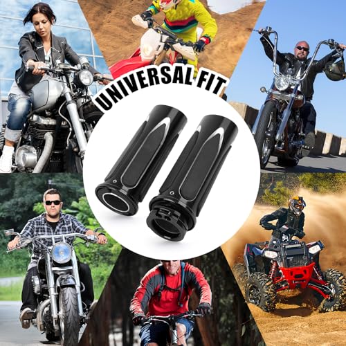JMTBNO Motorcycle Grips 1" 25mm Handlebar Hand Grips Compatible with Harley Touring Road King Street Glide Electra Glide Road Glide Street Bobber Softail Fatboy - color: Black