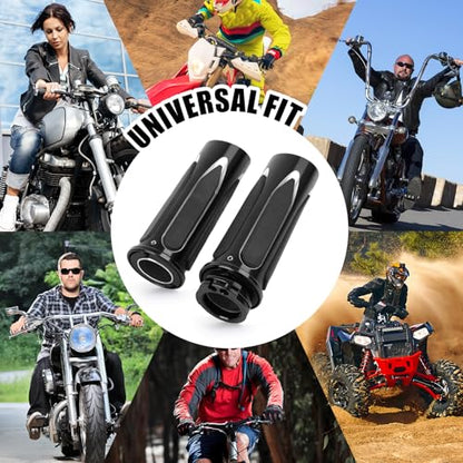 JMTBNO Motorcycle Grips 1" 25mm Handlebar Hand Grips Compatible with Harley Touring Road King Street Glide Electra Glide Road Glide Street Bobber Softail Fatboy - color: Black