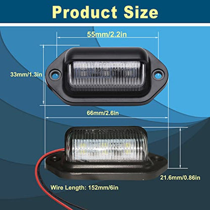 4PCs Amber Yellow LED License Plate Light, 12V-24V DC Waterproof 6-SMD Taillight, For Truck SUV Trailer Van RV Boats Step/Marking/Cargo/Underhood Use - color: Amber yellow, size: 4pcs LED license plate light