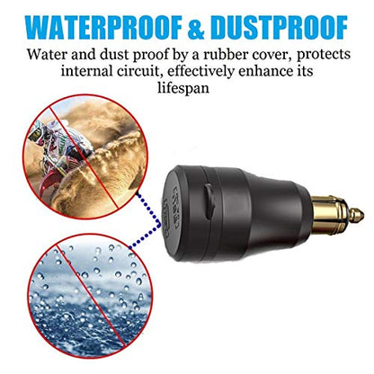 iMESTOU Aluminum DIN Plug 30W 5A Power Delivery Motorcycle Dual USB Charger QC 3.0 Quick Charge Power Adapter Waterproof Fits for 12V-24V BMW Ducati Triumph DIN Socket - color: Black