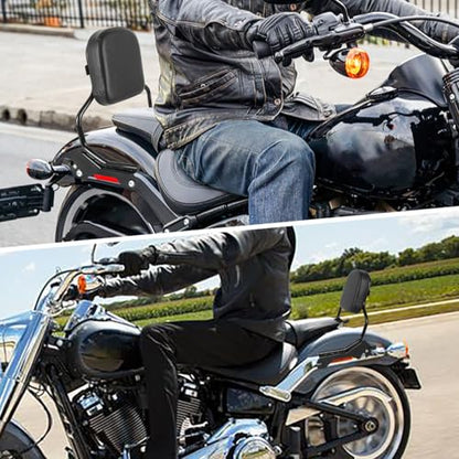 Rear Backrest Sissy Bar Compatible With For Harley Softail Fat Boy FLFB FLFBS Breakout FXBR FXBRS 2018-up Upright Passenger Sissy Bar Backrest With Back Rest Pad - color: Without Luggage Rack