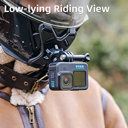 Motorcycle Helmet Chin Strap Mount Compatible with GoPro Hero 13,12,11,10, 9, 8, 7, (2018), 6 5,DJI Osmo Action 5 pro/4/3, AKASO, SJCAM and Most Action Cameras - color: X-Shaped Mount