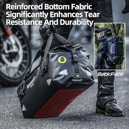 Rhinowalk Motorcycle Tail Bag 20L Waterproof Duffle Dry Bag Motorcycle Travel Luggage with Large Storage Space for Camping, Boating, Bycycle, Motorbike-Black - size: 20L