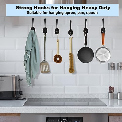 Kruodop 4Pcs Coat Hooks Wall Hooks for Hanging Heavy Duty, Wall Mounted Black Towel Hooks, Metal Single Coat Hanger with Screws Cup Retro for Coats, Handbags, Towels - color: black 4pcs