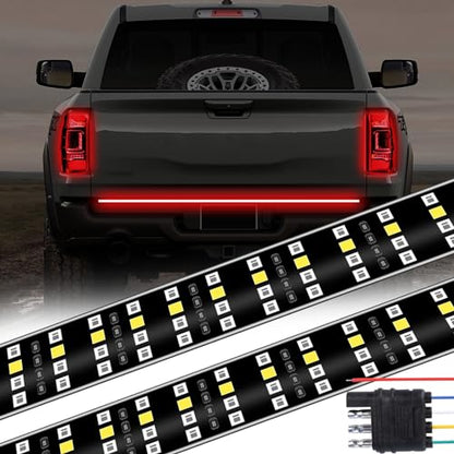 48 Inch Tailgate Light Bar Quad Row LED Tail Light Strip with Running Brake Reverse Turn Signal Lights - size: 48''-Quad row