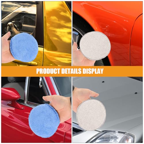 4pcs Car Wax Applicator Pads Microfiber Buffing and Polishing Sponge Set for Vehicle Cleaning and Detailing, Ultra-Soft Round Wax Pads Suitable for Cars, Motorcycles, and Bicycles
