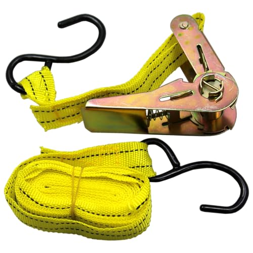 BlueDot Trading Ratchet Tie Downs-4 Pack, 4 Quick Release Ratchet tie-Downs with S Hook -Nylon Webbing Cargo Straps Soft Loops for Lighter Load Transport -1" Wide x 15' Long - size: 4 Rachets