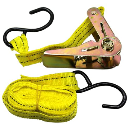 BlueDot Trading Ratchet Tie Downs-4 Pack, 4 Quick Release Ratchet tie-Downs with S Hook -Nylon Webbing Cargo Straps Soft Loops for Lighter Load Transport -1" Wide x 15' Long - size: 4 Rachets