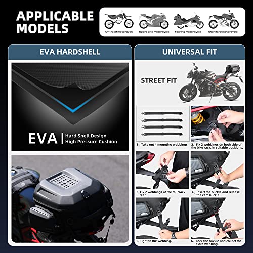 Motorcycle Tail Bag Waterproof 23-35L Expandable Motorbike Helmet Bag Luggage Bag Storage Bag with Sissy Bar Straps Matte Black