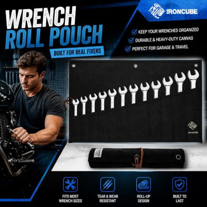 IRONCUBE Tool Pouch, Roll-Up Storage Bag for Hand Tools & Wrenches - style: 12 Pockets Canvas