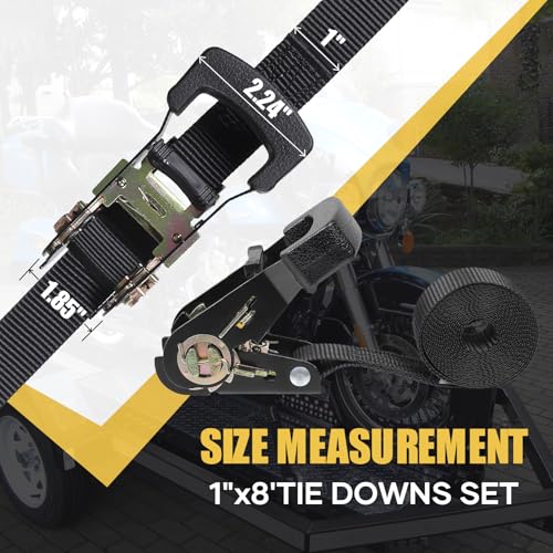 Ayaport Endless Ratchet Straps (No Hooks) 1" x 8' Heavy Duty Small Ratchet Tie Down Straps 1860lbs Break Strength Black Tie Downs for Cargo, Truck Bed, Motorcycle - size: 8' x 1"-4pcs