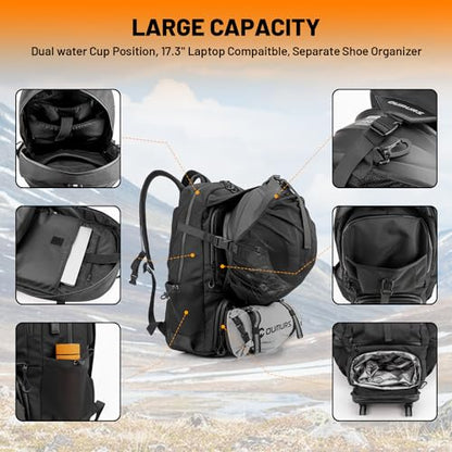 Oumurs Motorcycle Backpack 50L, Waterproof 1680D Oxford Fabric, Expandable, Motorbike Helmet Bag, Reflective, Helmet Strap, USB, Large Capacity, Laptop Rucksack, Long Distance Travel Backpack, Black - color: Black