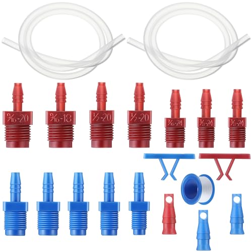 Enhon Master Cylinder Bleeder Kit Replacement for 13911, 22 In Clear Hose, Clip, SAE and Metric Fittings Universal Fit, Complete Brake Bleeder Kit with PTFE Tape