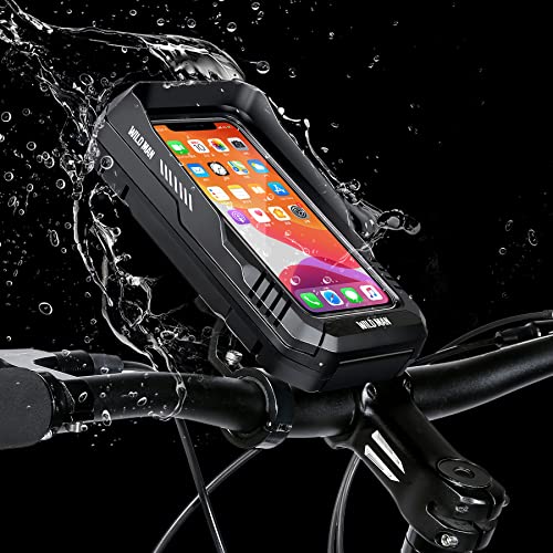 WILD MAN 0.6L 360° Rotation Quick Release Bike Phone Holder Type Bike Handlebar Bag with Touch Screen for Motorcycle Road Bike MTB Mountain Bicycle Cycling(Black,FK2)