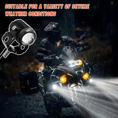 2 PCS Motorcycle LED Driving Fog Lights, 15W LED Pods Projector Lights High Low Beam Auxiliary Spotlight, 12-80V 2000 Lumens Headlights Fog Lamps for Motorcycles ATVs UTVs