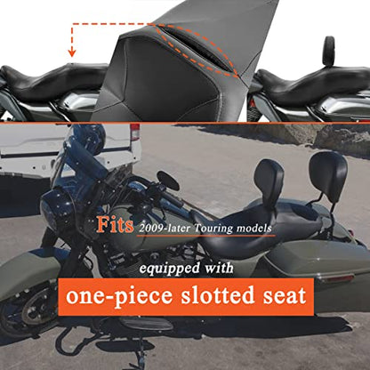 FOVPLUE Adjustable Rider Backrest, Detachable Plug-in Driver Backrest Pad w/Mounting Kit for Harley Touring 2009-2025,CVO Road Glide Street Glide Tri Glide FLHTK/L Electra Glide Road King,BLACK - color: Black Smooth style