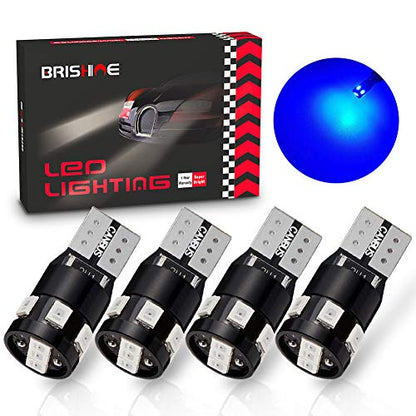 300LM Extremely Bright Canbus Error Free 194 168 2825 W5W T10 LED Bulbs Ultra Blue 9-SMD 2835 LED Chipsets for Dome Map Door Courtesy License Plate Lights (Pack of 4) - color: Ultra Blue