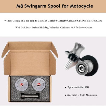 2pcs M8*1.5 Motorcycle Swing Arm Sliders Spools For H-onda CBR150 CBR100f CBR1000rr CBR1100xx CBR125 CBR250 CBR400rr CBR400f CBR450sr CBR600rr CBR600f CBR900rr CBR954rr (Grey) - color: Spool - Gray