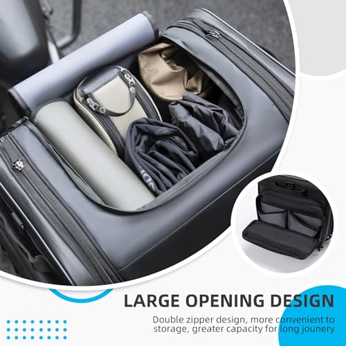 ROCKBROS Motorcycle Tail Bag 50L Expandable Travel Luggage Bag Motorcycle Rear Seat Saddle Bag, Motorbike Accessories Storage Bag with Waterproof Rain Cover Black