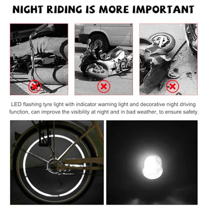 4 PCS LED Tire Valve Lights, Waterproof Light up Air Neon Bicycle Motorcycle Tyre Valve Flash Lights, Bike Truck Golf Cart Wheel Assemblies Lamp, Exterior Car Accessories (White) - color: White