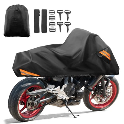 uxcell Motorcycle Cover Waterproof Half Cover Outdoor Motorbike Rain Cover Protector for Harley Dyna FXD FXDF Low Rider Super Wide Glide Fits 96" Black