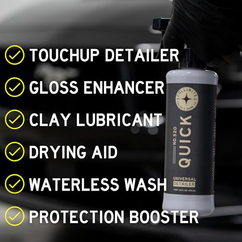 Collinite 520 Quick Detailer-Super Slick, Streak-Free, Waterless Wash + Clay Lubricant + Paint Protection/Gloss Amplifier. Fast+ Easy Spray & Wipe Results for Cars, Trucks, Motorcycles (16 fl oz)
