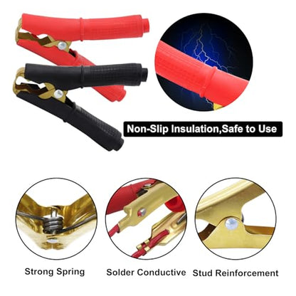 12AWG Battery Alligator Clips to O Ring 8mm Battery Power Clamp Cables 12V 24V, Apply to Inverter, Motorcycle, Car, Solar Controller is Connected (3 m /9.8FT) - size: 3 m /9.8FT