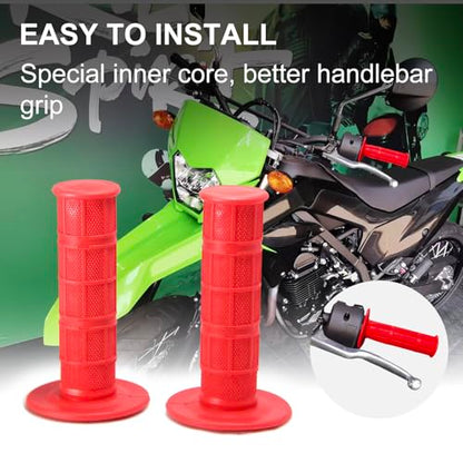 Chiallco 7/8" Motorcycle Hand Grips Dirt Bike Grips for CRF YZF WRF KXF KLX Pit-Bike, Soft Rubber Hand Handlebar Grip,Black - color: Red