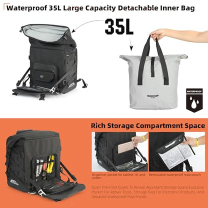 Rhinowalk Motorcycle Saddlebag 20L Waterproof, Quick Release Motorbike Side Bag, Universal Fit Motorcycle Side Bag (1-Piece) - color: Black 20L