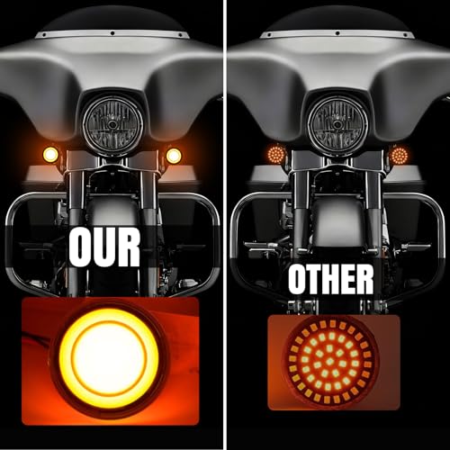 Motorcycle 1157 LED Turn Signal Light Front Rear 2 Inch Bullet Smoked Lens Compatible with Harley Softail Touring Dyna Fat Boy Sportster Road King Street Glide Electra Glide - color: 1157[Smoke+Yellow/Front]