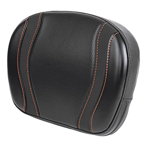 C.C. RIDER Detachable Sissy Bar Backrest Pad Bracket Fits for Harley Touring Road King Street Electra Glide Trike 1997-2023 - color: Orange Stitching, size: Style B