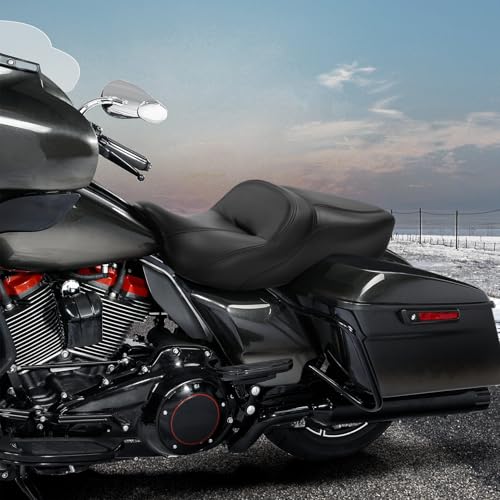 C.C. RIDER Motorcycle Gel Seat Hammock Seat fit for Harley Touring Road King FLHR Street Glide FLHX Road Glide FLTRX Electra Glide FLHTC 2009-2023 CVO Models 2009-2022 - color: 45#Gel Black