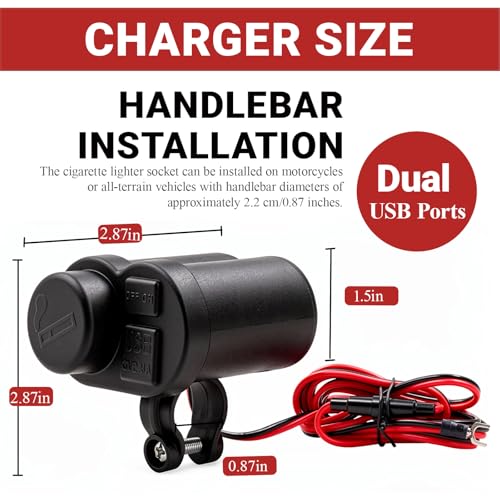 Motorcycle USB Charger, Motorcycle Phone Charger, Motorcycle USB Charger Two Way, Waterproof Dual Handlebar Charger, Replacement Parts Phone